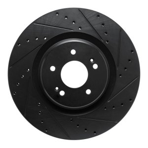 Hyundai Sonata Brake Rotor (1) - Front Right - R1 Concepts - Drilled & Slotted - Black - `21-`26